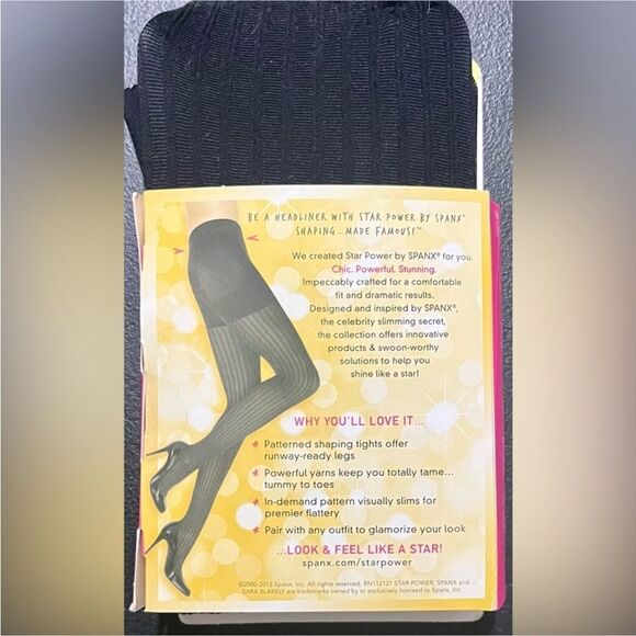 Spanx ⭐️Star Power ⭐️ Black Center Stage Shaping Tights ⭐️ ribbed row NEW - Picture 5 of 6